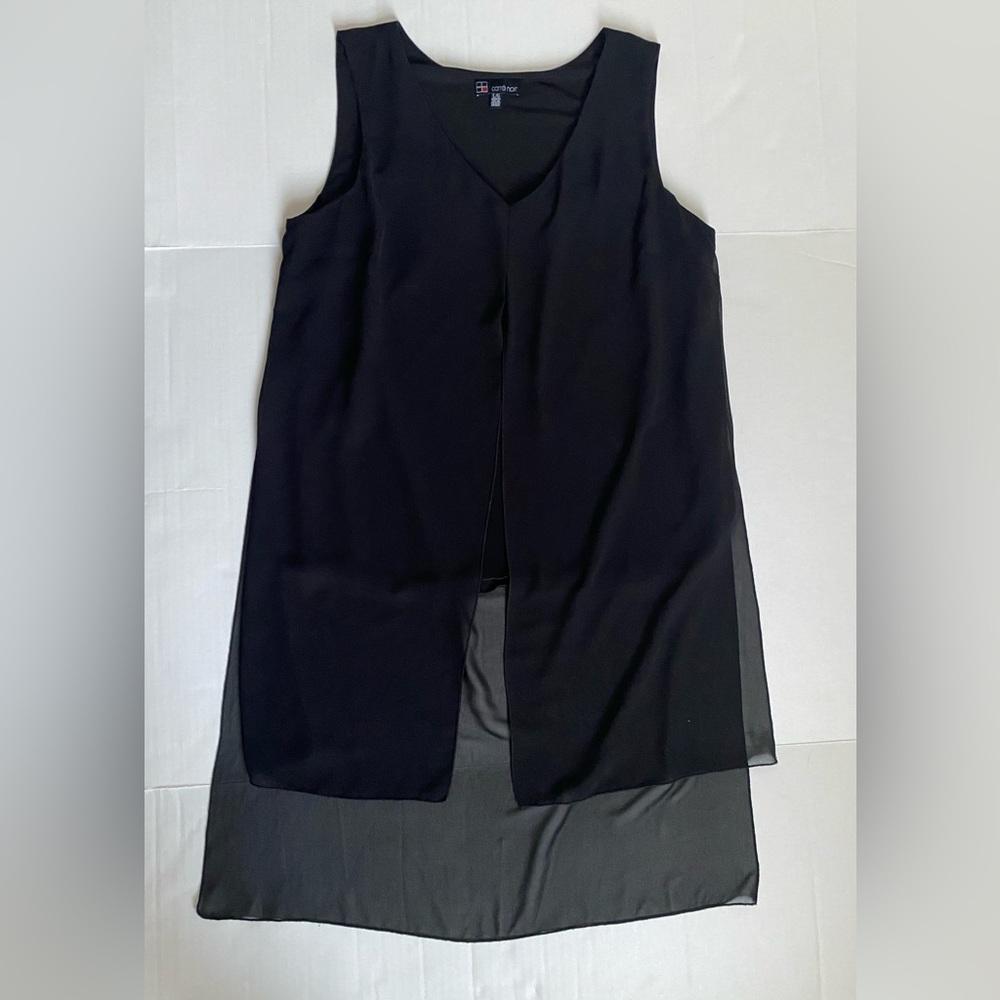 Carre Noir Black Sheer Overlay Dress - Size Large